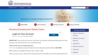 Montana Unemployment Weekly Claims - FileUnemployment.org