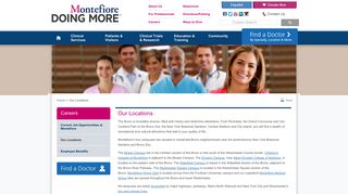 Careers at Montefiore Medical Center - Our Locations - Apply for a Job