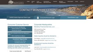 Financial Lending Services - Contact Monterey Financial
