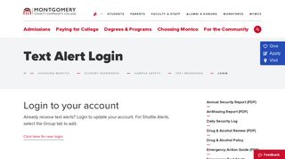 Text Alert Login - Montgomery County Community College