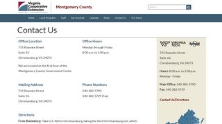 Contact Us | Montgomery County | Virginia Tech