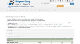 Montgomery County Public Libraries - Borrowing