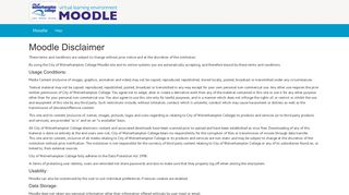COWC Moodle | Disclaimer - Wolverhampton College