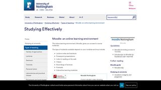 Moodle: an online learning environment - The University of Nottingham