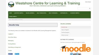 Moodle Help | Westshore Centre for Learning & Training