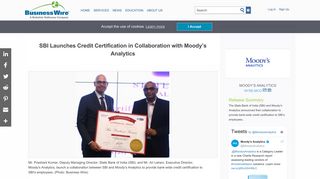 SBI Launches Credit Certification in Collaboration with Moody's ...