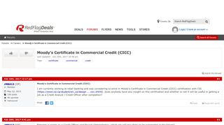 Moody's Certificate in Commercial Credit (CICC) - RedFlagDeals.com ...