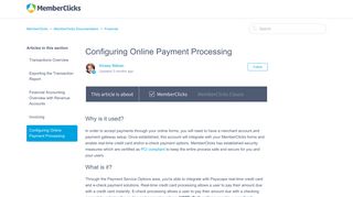 Configuring Online Payment Processing – MemberClicks