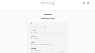 Moonpig - Create account