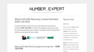 Moorcroft Debt Recovery Contact Number: 0330 123 9765 – Contact ...