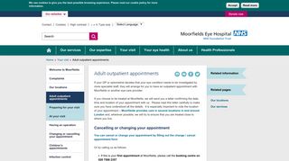 Adult outpatient appointments - Moorfields Eye Hospital