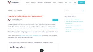 How can my client log in their sub-account? – Moosend