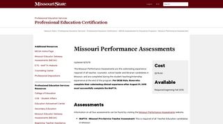 Missouri Performance Assessments - Professional Education ...