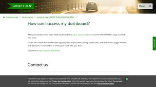 How can I access my dashboard? | MORE THAN