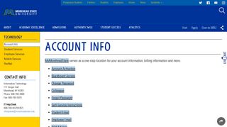 Morehead State University :: Account Info