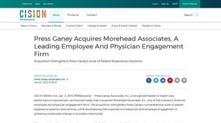 Press Ganey Acquires Morehead Associates, A Leading Employee ...