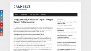 Morgan Stanley Credit Card Login | Apply Now | CardBelt : Card Belt