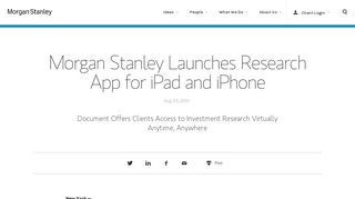 Morgan Stanley Launches Research App for iPad and iPhone