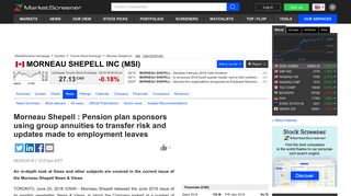Morneau Shepell : Pension plan sponsors using group annuities to ...