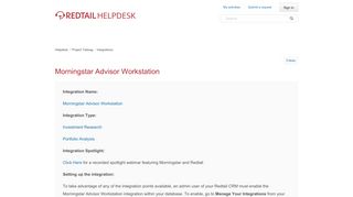 Morningstar Advisor Workstation – Helpdesk