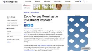 Zacks Versus Morningstar Investment Research - Investopedia