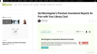 Get Morningstar's Premium Investment Reports for Free with Your ...