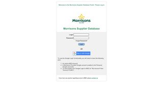 Welcome To Morrisons Supplier Database - Login