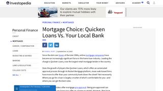 Mortgage Choice: Quicken Loans Vs. Your Local Bank - Investopedia