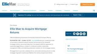 Ellie Mae to Acquire Mortgage Returns | Ellie Mae