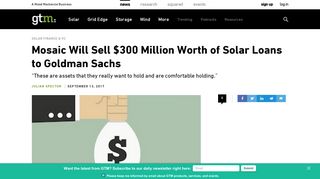 Mosaic Will Sell $300 Million Worth of Solar Loans to Goldman Sachs ...