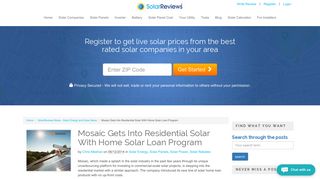 Mosaic Gets Into Residential Solar With Home Solar Loan Program