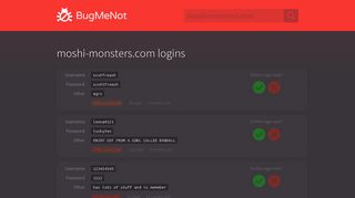 moshi-monsters.com passwords - BugMeNot