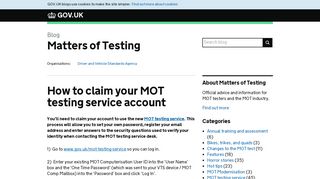 How to claim your MOT testing service account - Matters of Testing