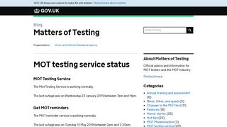 MOT testing service status - Matters of Testing - GOV.UK blogs
