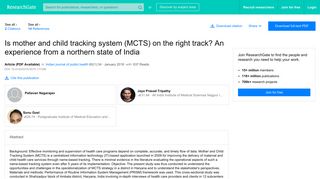 (PDF) Is mother and child tracking system (MCTS) on the right track ...