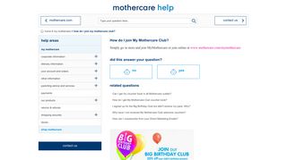 How do I join My Mothercare Club? - Mothercare Help