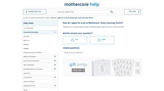 How do I apply for a job at Mothercare / Early Learning Centre ...