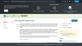 websites - Can I trust the Motley Fool? - Personal Finance & Money ...
