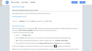 - Setup and troubleshoot Wi-Fi issues - Moto C - Support - Service