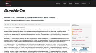 RumbleOn Inc. Announces Strategic Partnership with MotoLease LLC ...
