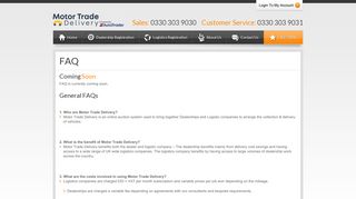 FAQs - Motor Trade Delivery