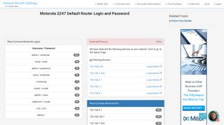 Motorola 2247 Default Router Login and Password - Clean CSS