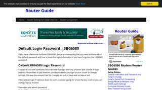 Default Login Password | SBG6580 | Router Guide