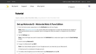 Set up Motorola ID - Moto X Pure Edition 16 GB - Sprint