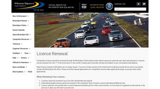 Licence Renewal - MotorSport NZ