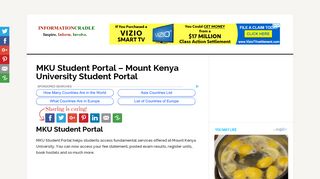 MKU Student Portal - Mount Kenya University Student Portal