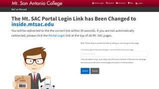 Portal Login Redirect Page - Mt. SAC