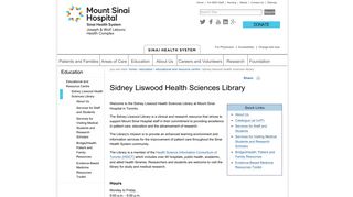 Sidney Liswood Health Sciences Library — Mount Sinai Hospital ...