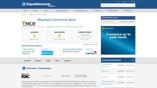 Mountain Commerce Bank Reviews and Rates - Tennessee