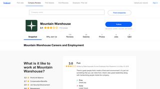Mountain Warehouse Careers and Employment | Indeed.com